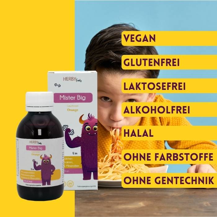 Eigenschaften des Mister Big Sirup wie Vegan, Glutenfrei etc.