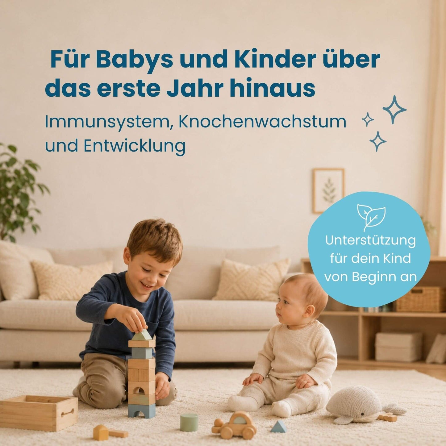 Zwei Geschwister beim Spielen, BabyBiotik für Babys und Kinder über das erste Jahr hinaus