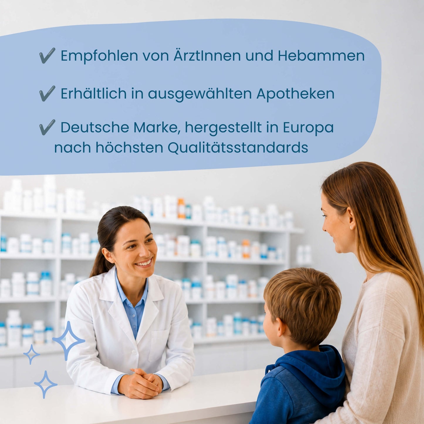 Apothekerin berät Mutter und Kind, Chilly Milly erhältlich in ausgewählten Apotheken