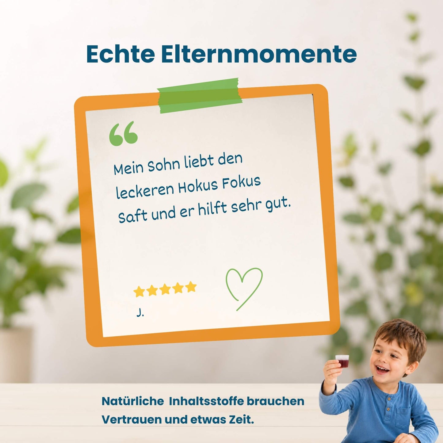 Kundenstimme zu Hokus Fokus Omega-3 Sirup, fünf Sterne Bewertung