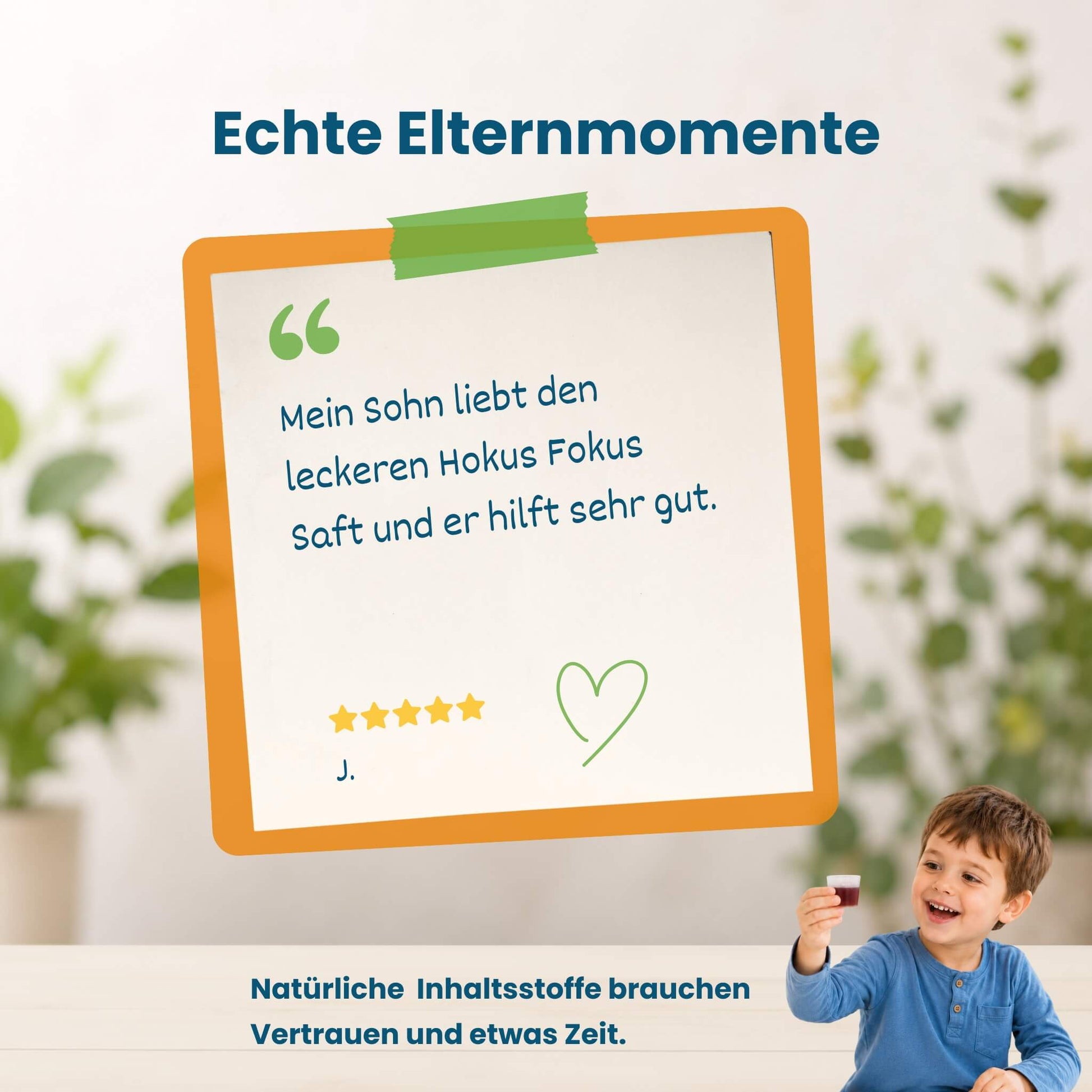 Kundenstimme zu Hokus Fokus Omega-3 Sirup, fünf Sterne Bewertung