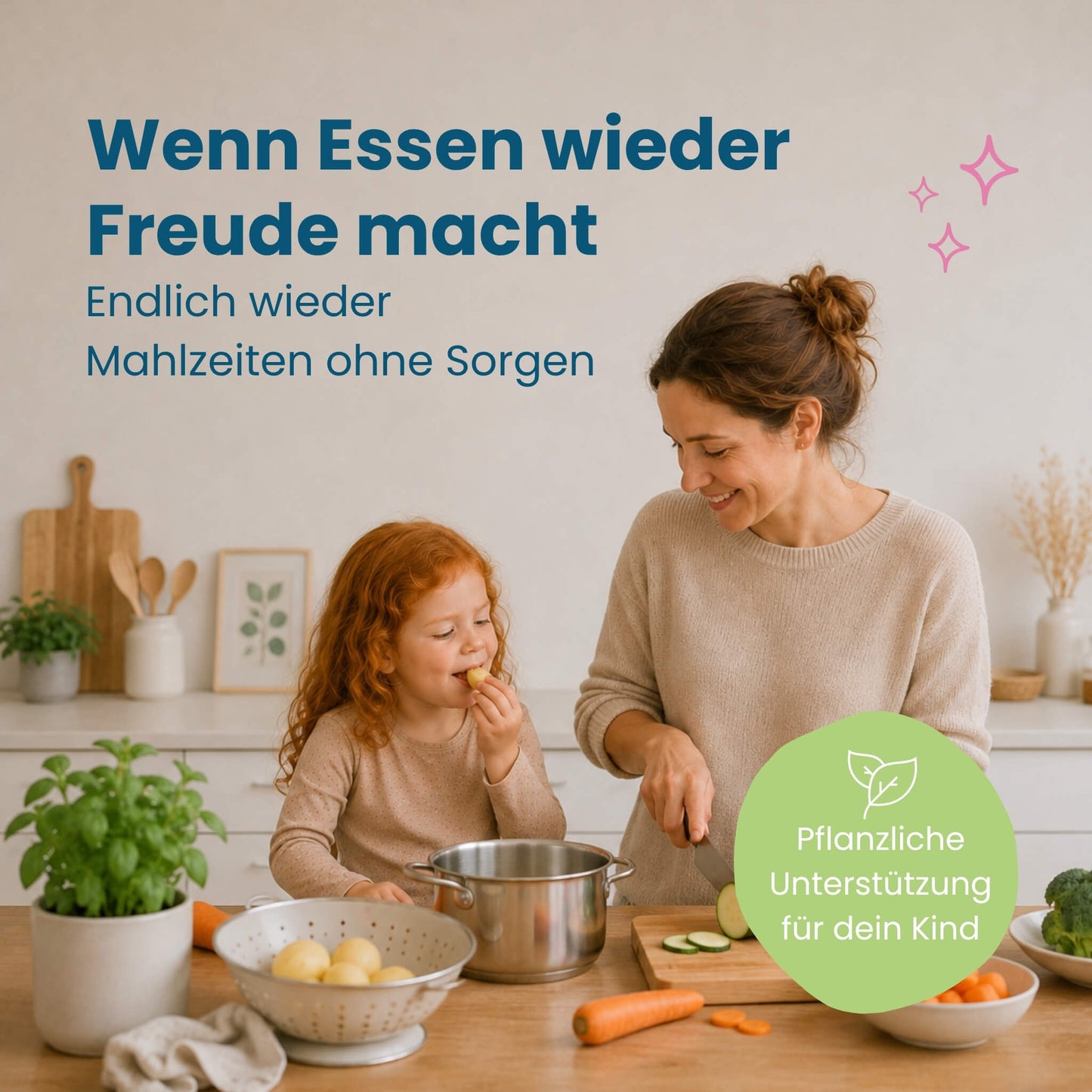 Mutter und Tochter bereiten gemeinsam eine gesunde Mahlzeit mit Gemüse zu